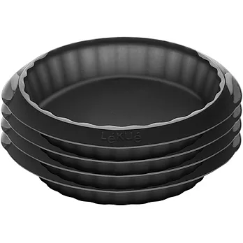 《LEKUE》派餅烤模4入組(黑12cm)