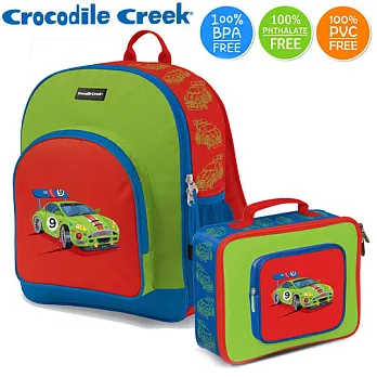 【美國Crocodile Creek】兒童造型上學組(書包+餐袋)賽車好手