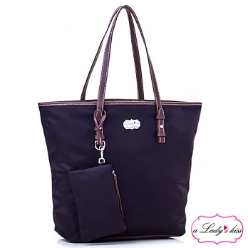 【a Lady ’s真皮】清新學院氣質附袋托特包(優雅深咖)