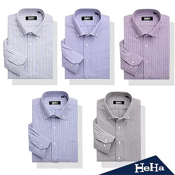 【HeHa】牛津紡免燙條紋商務長袖襯衫(共五款)-2XLE款