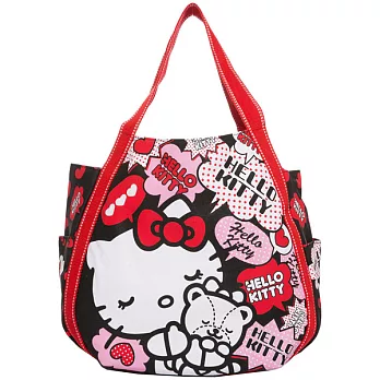 Hello Kitty x AMONNLISA 愛的擁抱40周年紀念大托特包-黑