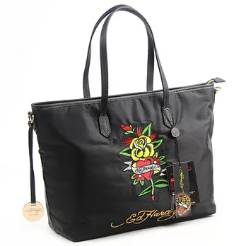 ED Hardy 美式復古刺繡玫瑰托特包