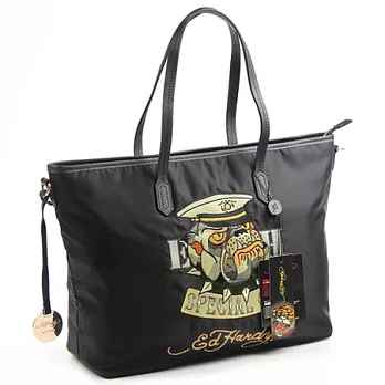 ED hardy 美式復古刺繡海軍狗王托特包