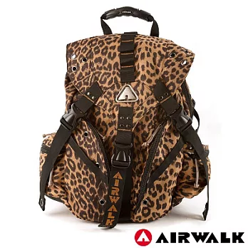【美國 AIRWALK】搖滾龐克豹紋後背包黃豹紋