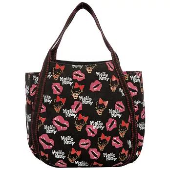 Hello Kitty x AMONNLISA KISS唇印俏麗小托特包-黑