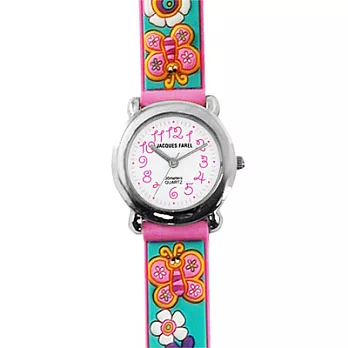 Jacques Farel　Kids童趣塗鴉趣味立體兒童腕錶(粉紅)