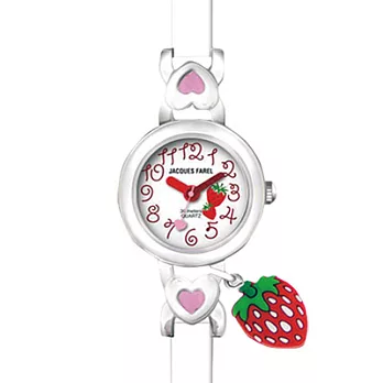 Jacques Farel　Kids苺果甜心趣味兒童腕錶(白)