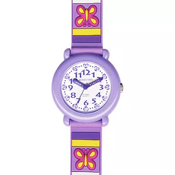 Jacques Farel　Kids彩蝶圖鑑香紛趣味兒童腕錶(紫)