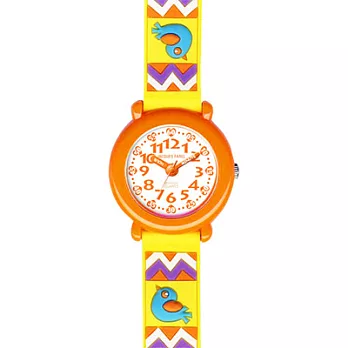 Jacques Farel　Kids青春小鳥香紛趣味兒童腕錶(橘黃)