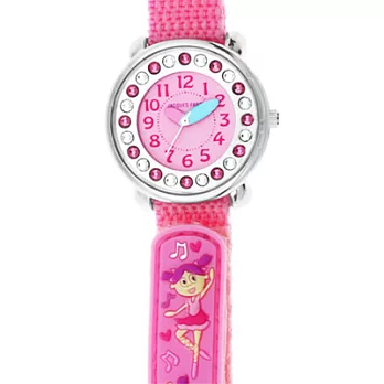 Jacques Farel　Kids芭蕾舞者晶鑽童錶(粉紅)