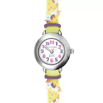 Jacques Farel　Kids夢幻獨角獸趣味兒童腕錶(淡黃)