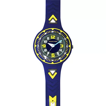 Jacques Farel　Kids 跳躍青春運動矽膠兒童腕錶(藍黃)