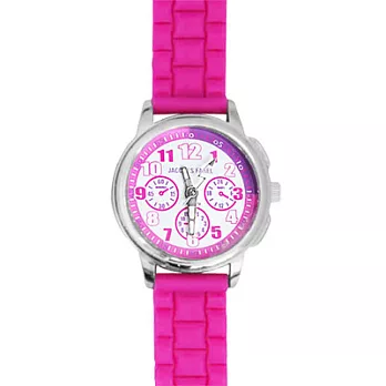 Jacques Farel　Kids三眼造型運動兒童腕錶(粉紅)