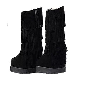 EOWYN。性感 流蘇中筒靴/2色/35-39碼(現+預)35黑色35