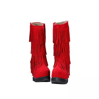 EOWYN。性感 流蘇中筒靴/2色/35-39碼(現+預)35紅色35