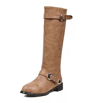 EOWYN。時尚英倫側拉鏈時尚女靴/2色/35-39碼(現+預)35棕色35