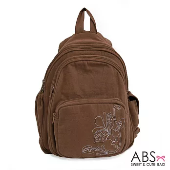 ABS貝斯貓 典雅花卉圖騰 小型雙肩後背包 (可可咖) 88-037