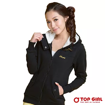 【TOP GIRL】特殊箭頭設計連帽針織外套S沉穩黑