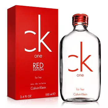 CK One RED 女性淡香水(100ml)-送香水身體噴霧&針管