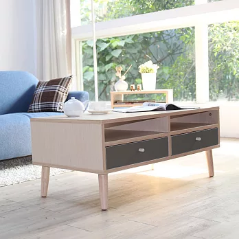 【H&D】Bray布雷日系收納茶几黑灰色