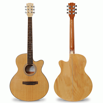 【Rock You】40吋 全椴木 缺角民謠吉他 加贈6配件-附吉他袋