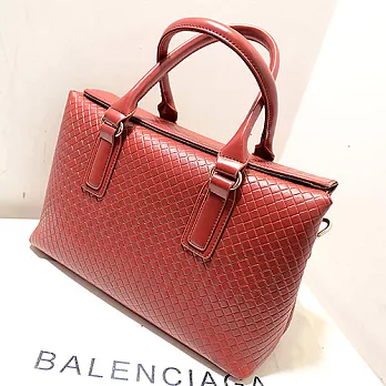 磁釦翻蓋編織皮革真皮女包紅色