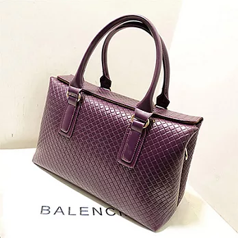 磁釦翻蓋編織皮革真皮女包紫色