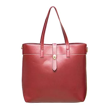 皮帶旋扣感質真皮大方包酒紅