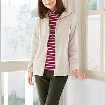 【cecile】舒適棉感連帽休閒外套L米白色