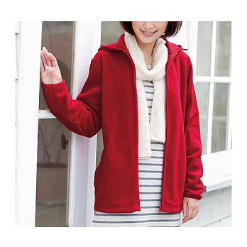 【cecile】舒適棉感連帽休閒外套L紅