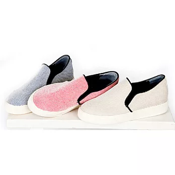 ezwalking{韓國女鞋}條紋無帶休閒鞋/3色米、紅、藍