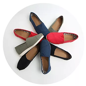 ezwalking{韓國女鞋}斜車線內豹紋休閒鞋/5色米、卡其、海軍藍、紅