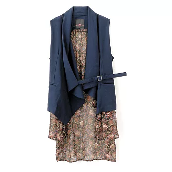 【UH】2% - 深藍無袖印花背心罩衫S深藍印花