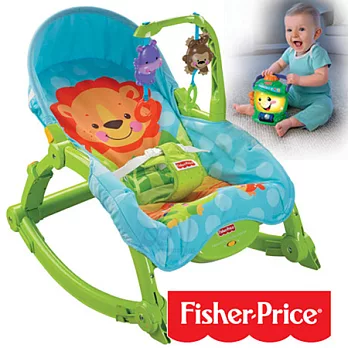 費雪牌 Fisher-Price 可愛動物可攜式兩用安撫躺椅+學習小提燈