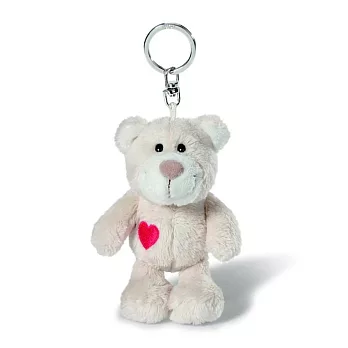 愛心熊鑰匙圈-米白