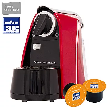 《OTTIMO》膠囊咖啡機-寶石紅+100顆Lavazza咖啡膠囊(橘色)