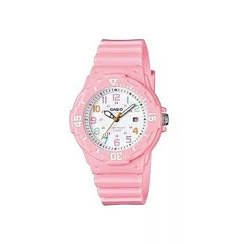 CASIO 優雅身段休閒風指針式運動腕錶-桃紅-LRW-200H-4B2