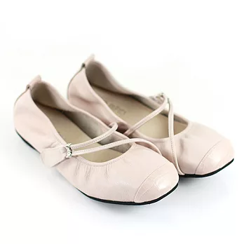 ◤Green Phoenix◥典雅輕量芭蕾真皮休閒娃娃鞋23淺灰色