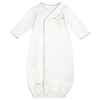 美國Bunnies By The Bay海灣兔，白兔藍邊長袖睡袍(6~9M)，Let’s Hop Gown-White