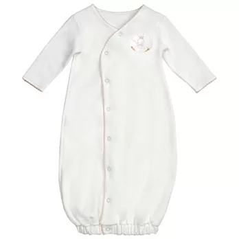 美國Bunnies By The Bay海灣兔，米兔粉邊長袖睡袍(6~9M)，Sweet & Tender Bunny Gown-White/Pink