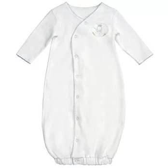 美國Bunnies By The Bay海灣兔，米兔藍邊長袖睡袍(6~9M)，Sweet & Tender Bunny Gown-White/Blue