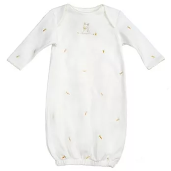 美國Bunnies By The Bay海灣兔，米兔蘿蔔長袖睡袍(6~9M)，Sweet & Tender Carrot Gown-White