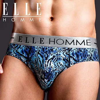 ELLE HOMME印花狂潮動物紋三角褲/男內褲-暈染斑紋_藍二件組 M暈染斑紋_藍