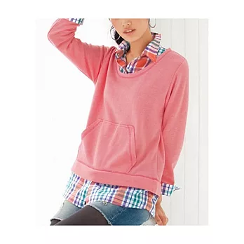 【cecile】假兩件式襯衫休閒上衣粉色系/L