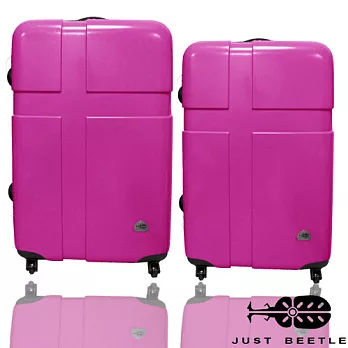 Just Beetle愛琴海系列PC材質亮面28吋+24吋旅行箱/行李箱桃紅