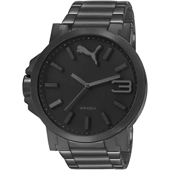 PUMA 趁勝追擊大錶徑運動腕錶-IP黑