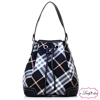 【a Lady ’s真皮】英倫皇家優雅二用水桶包(B組)黑金