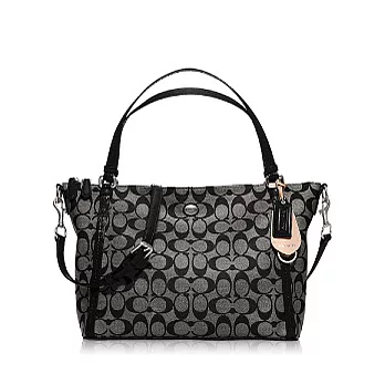 COACH 經典造型兩用托特包(橫款)_黑灰色
