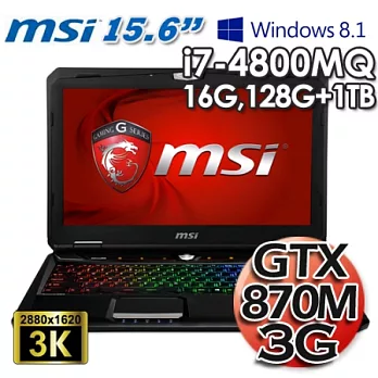 MSI 微星 GT60 3K 15.6吋 i7-4800MQ 3G獨顯 Win8.1遊戲筆電(GT60 2PC-BB748016G1T0DB81M)