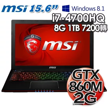 微星MSI GE60 2PE i7-4700HQ GTX860 2G獨顯 15.6吋Win8.1遊戲機筆電(GE60 2PE-BB74708G1T0B81M)
